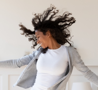 Woman dancing hair flying
